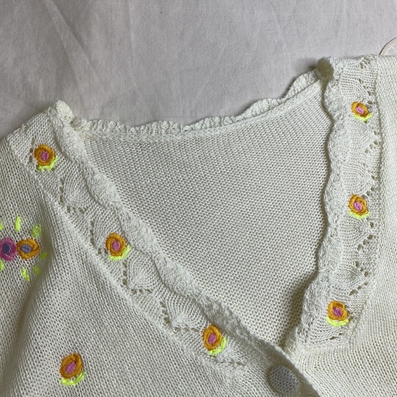 Jupe Vendue neon yellow crochet vintage crop cardigan sweater y2k - Picture 5 of 6